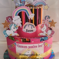 Торта от книжки и моливи ЕДНОРОГ  / Unicorn