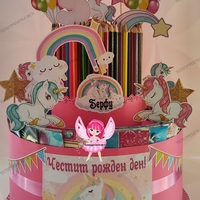 Торта от книжки и моливи ЕДНОРОГ  / Unicorn