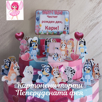 Картонена торта Блу и Бинго / Bluey and Bingo