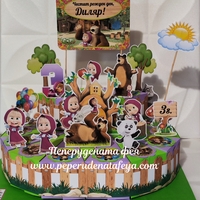 Картонена торта  Маша и Мечока 3 / Маша и Медведь