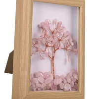 Дърво на живота РОЗОВ КВАРЦ в рамка /естествени камъни/