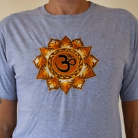 Brown Lotus with OM Embroidery T-shirt