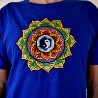 Double Lotus with Yin and Yang Embroidery T-shirt
