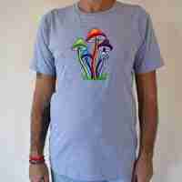 Colorful Mushrooms Embroidery T-shirt