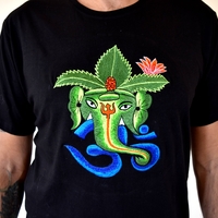 Ganesha with OM (handmade embroidery T-shirt)
