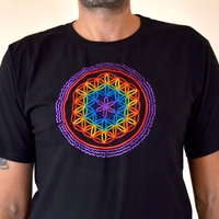 Flower of Life mandala Embroidery T-shirt