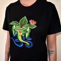 Ganesha with OM (handmade embroidery T-shirt)