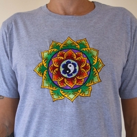 Double Lotus with Yin and Yang Embroidery T-shirt