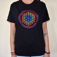Flower of Life mandala Embroidery T-shirt
