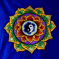 Double Lotus with Yin and Yang Embroidery T-shirt