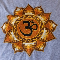 Brown Lotus with OM Embroidery T-shirt