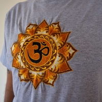 Brown Lotus with OM Embroidery T-shirt