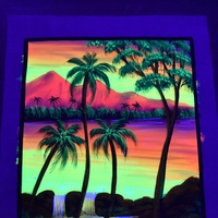 Hanmade UV LED Painting ''Tropical Sunset