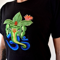 Ganesha with OM (handmade embroidery T-shirt)