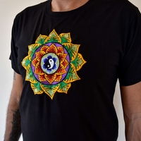 Double Lotus with Yin and Yang Embroidery T-shirt