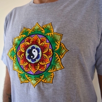 Double Lotus with Yin and Yang Embroidery T-shirt