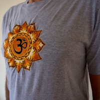 Brown Lotus with OM Embroidery T-shirt