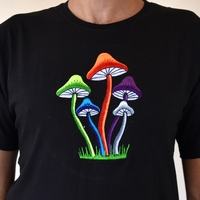 Colorful Mushrooms Embroidery T-shirt