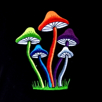 Colorful Mushrooms Embroidery T-shirt