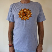 Brown Lotus with OM Embroidery T-shirt