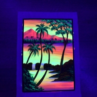 Hanmade UV LED Painting ''Tropical Sunset