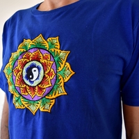 Double Lotus with Yin and Yang Embroidery T-shirt
