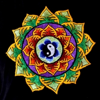 Double Lotus with Yin and Yang Embroidery T-shirt