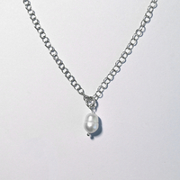 Double White Freshwater Pearl Sterling Silver 925 Chain Necklace