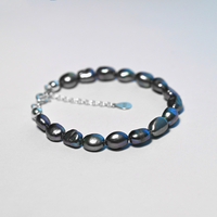 Blue Freshwater Pearl Sterling Silver Bracelet