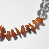 Sterling Silver 925 Necklace with Amber, Clear Quartz and Freshwater Pearls