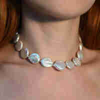 White Coin Pearl Sterling Silver 925 Necklace