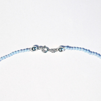 Natural Raw Quartz Glass Seed Beads Sterling Silver 925 Necklace in Light Blue