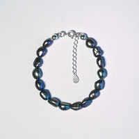 Blue Freshwater Pearl Sterling Silver Bracelet