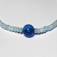 Natural Aquamarine and Glass Sterling Silver 925 Necklace