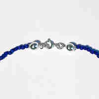 Natural Raw Quartz Glass Seed Beads Sterling Silver 925 Necklace in Dark Blue