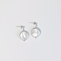 White Coin Pearl Sterling Silver 925 Earrings