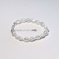 White Freshwater Pearl Sterling Silver Bracelet