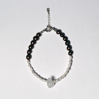 Natural Freshwater Pearl + Clear Crystal Sterling Silver Bracelet