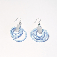 Clear Quartz Glass Seed Beads Silver 925 Earrings in Light Blue