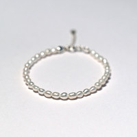 Sterling Silver 925 Bracelet with Mini White Freshwater Pearls