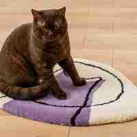 Ръчно изработено килимче за котки MODERN CAT-LILAC от новозеландска вълна