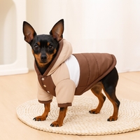 Елегантно зимно яке с качулка за кучета - цвят кафе