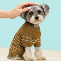 Фин пуловер на райета за кучета - пясъчно кафяв