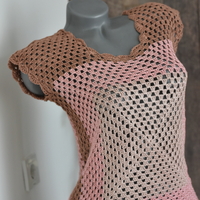 Hand-knitted openwork blouse with floral motifs - Boho Chic Elegance