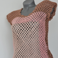 Hand-knitted openwork blouse with floral motifs - Boho Chic Elegance