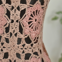 Hand-knitted openwork blouse with floral motifs - Boho Chic Elegance