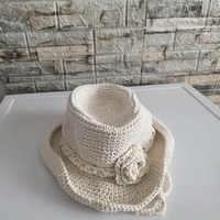 Hand Knitted Cowboy Hat - Vintage Western Style