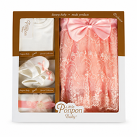 Комплект за изписване за момиче с дантелена рокля Ponpon Baby