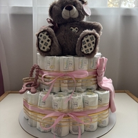 Подарък за новородено - торта от памперси - Вариант 6