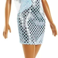 Кукла Барби със синьо-зелена рокля с пайети